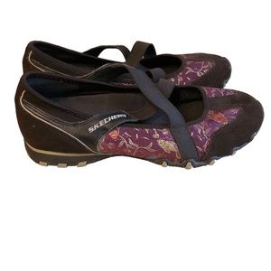 Skechers Bikers Waterlily Shoes Brown/Burgundy Metallic Size 8.5 MaryJane